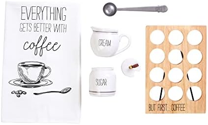 סט קופסת קפה של קפה בוץ | כולל מחזיק כוס K, סט שמנת וסוכר, סקופ קפה ומגבת יד